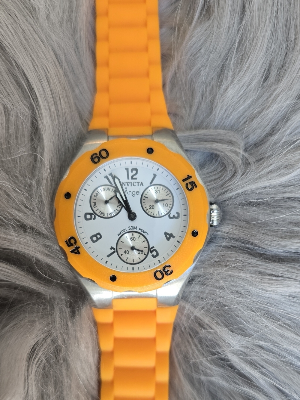 Invicta Ange 38 mm Orange Siliconeand Silver Sport Watch